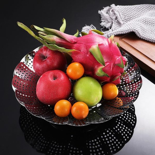 Branded New Stainless Steel Folding Vegetable Steamer Basket Stainless Steel Detachable Steaming Rack Steamer Tray For Kitchen Cookware