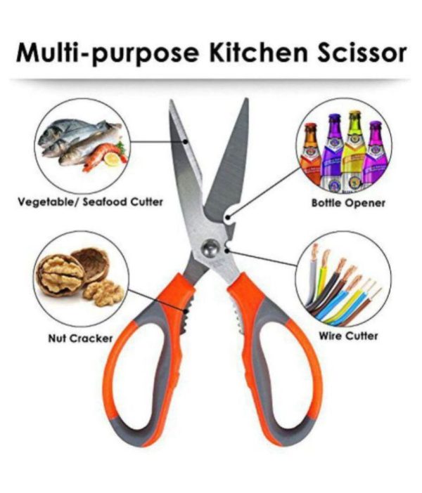Multifunction Kitchen Scissors Heavy Duty Food Shears For Chicken Meat Vegetable Fish Herb Poultry Stainless Steel Cooking Scissors With Comfortable Handl
