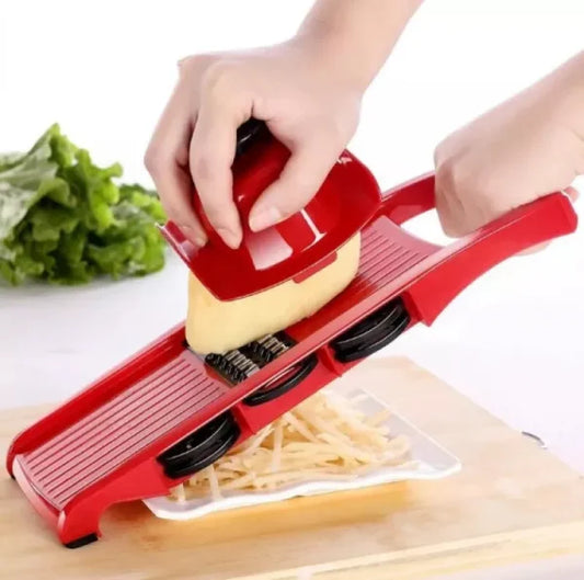 Branded 10 In 1 Mandolin Slicer Vegetable Cutter With Stainless Steel Blade Manual Potato Peeler Carrot Cheese Grater Nicer Kitchen Tool – Mandolin Vegetable Cutter – Red Color
