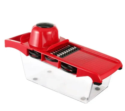 Branded 10 In 1 Mandolin Slicer Vegetable Cutter With Stainless Steel Blade Manual Potato Peeler Carrot Cheese Grater Nicer Kitchen Tool – Mandolin Vegetable Cutter – Red Color