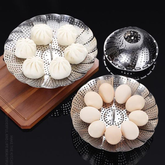 Branded New Stainless Steel Folding Vegetable Steamer Basket Stainless Steel Detachable Steaming Rack Steamer Tray For Kitchen Cookware