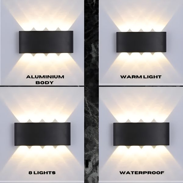 Super 8 Way 8 Side Outdoor Waterproof Wall Light, Fancy Led Light For Wall, Aluminium Ip65 Waterproof Outdoor Wall Lamps – 8 Watts