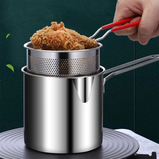 Royal Stainless Steel Deep Fryer Pot With Strainer – Heavy-duty Frying Pan For Home Kitchen Use – 1200ml Oil Capac