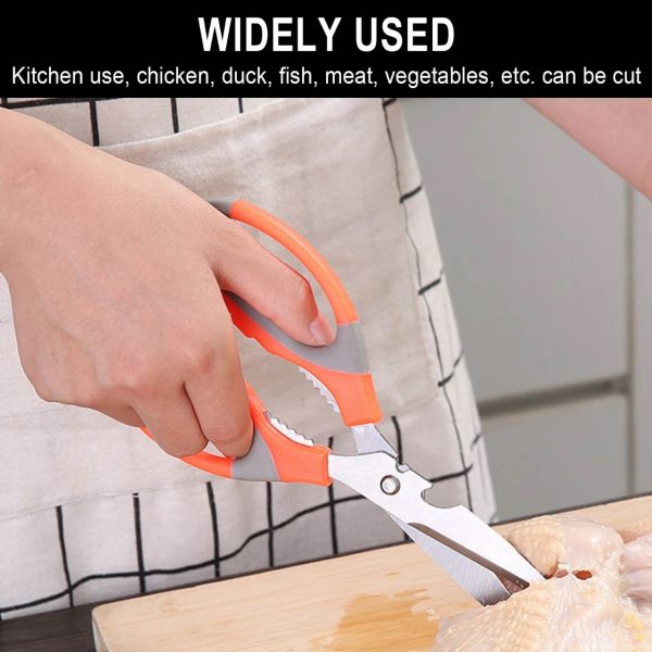Multifunction Kitchen Scissors Heavy Duty Food Shears For Chicken Meat Vegetable Fish Herb Poultry Stainless Steel Cooking Scissors With Comfortable Handl