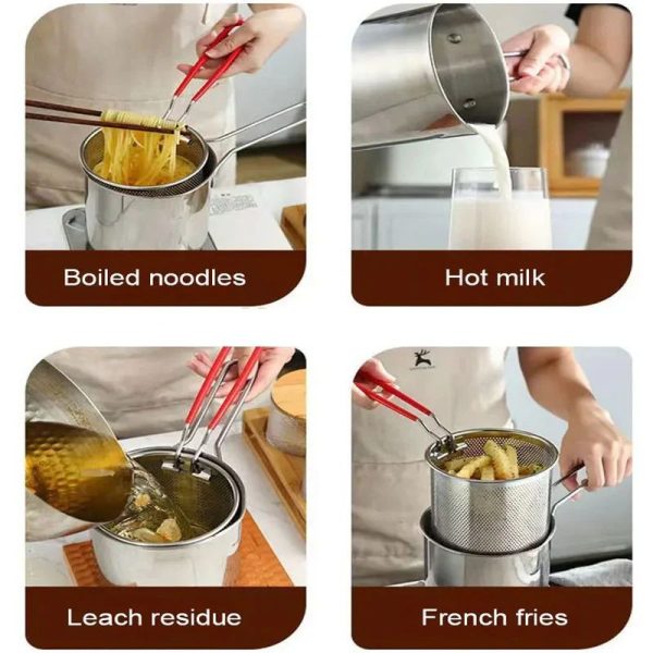 Royal Stainless Steel Deep Fryer Pot With Strainer – Heavy-duty Frying Pan For Home Kitchen Use – 1200ml Oil Capac